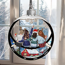 Besties Christmas Globe - Personalized Window Hanging Suncatcher Ornament