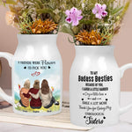 Besties Flowers Because Of You I Laugh Harder - Personalized Ceramic Flower Vase