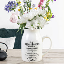 Besties Flowers Because Of You I Laugh Harder - Personalized Ceramic Flower Vase