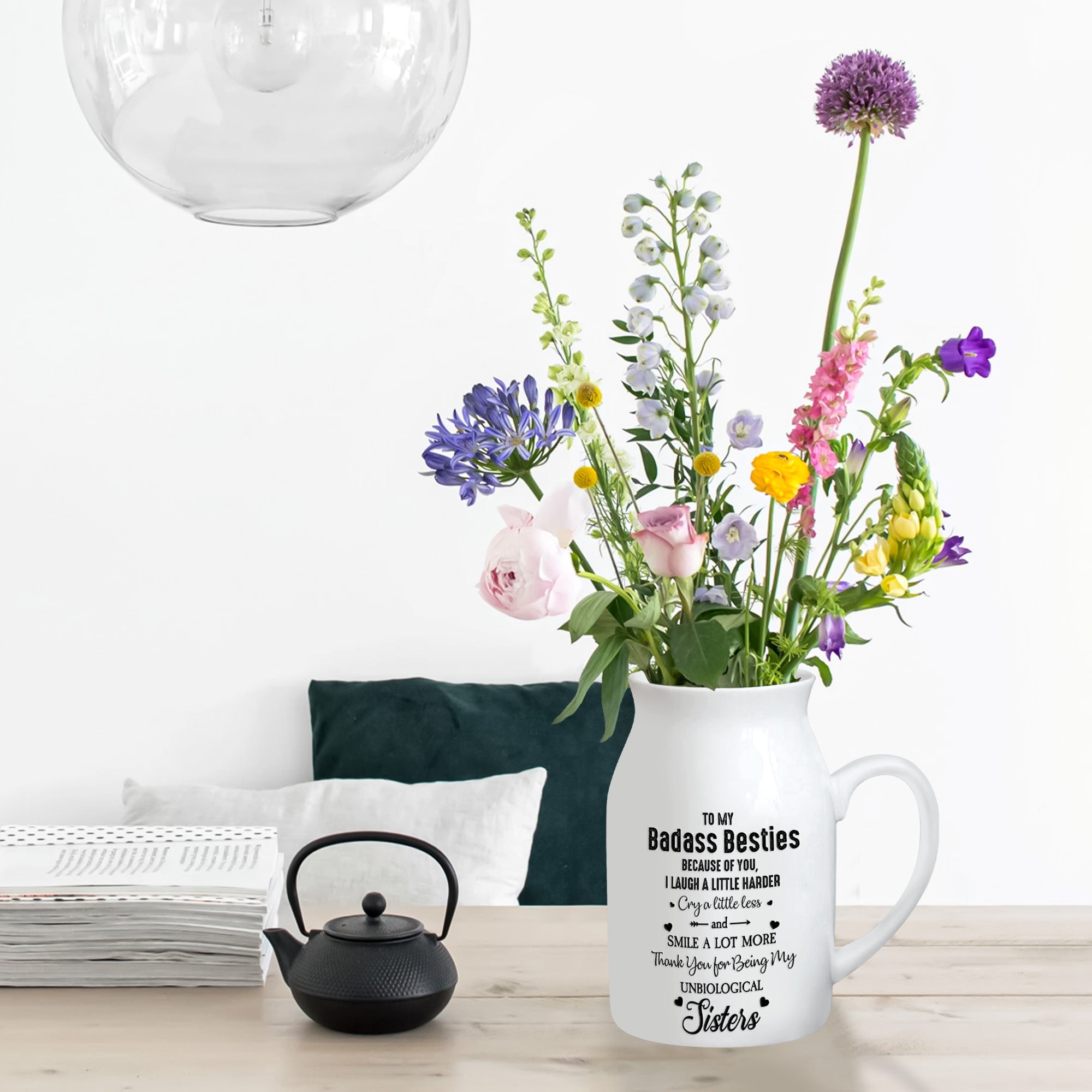Besties Flowers Because Of You I Laugh Harder - Personalized Ceramic Flower Vase