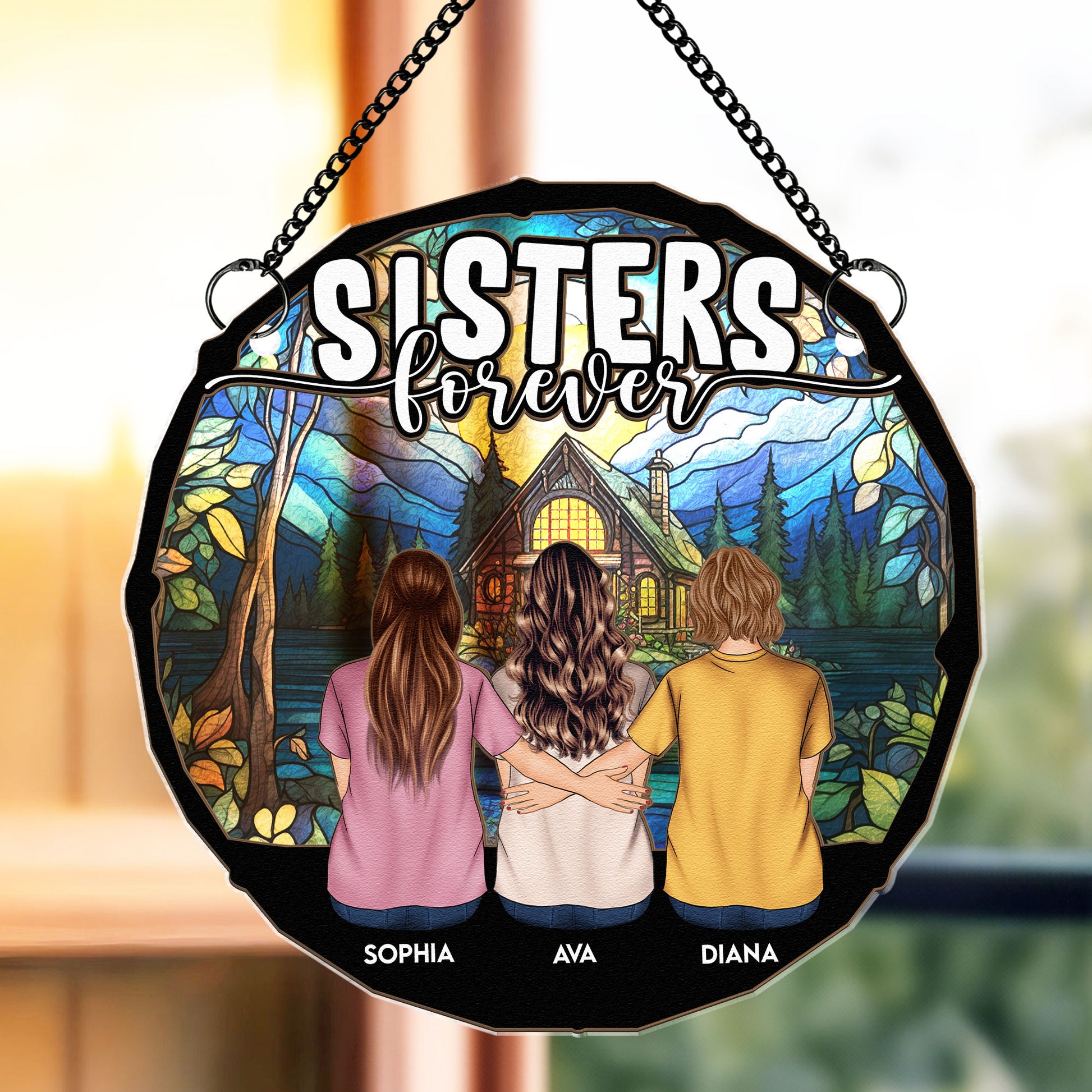 Besties For Life - Personalized Window Hanging Suncatcher Ornament