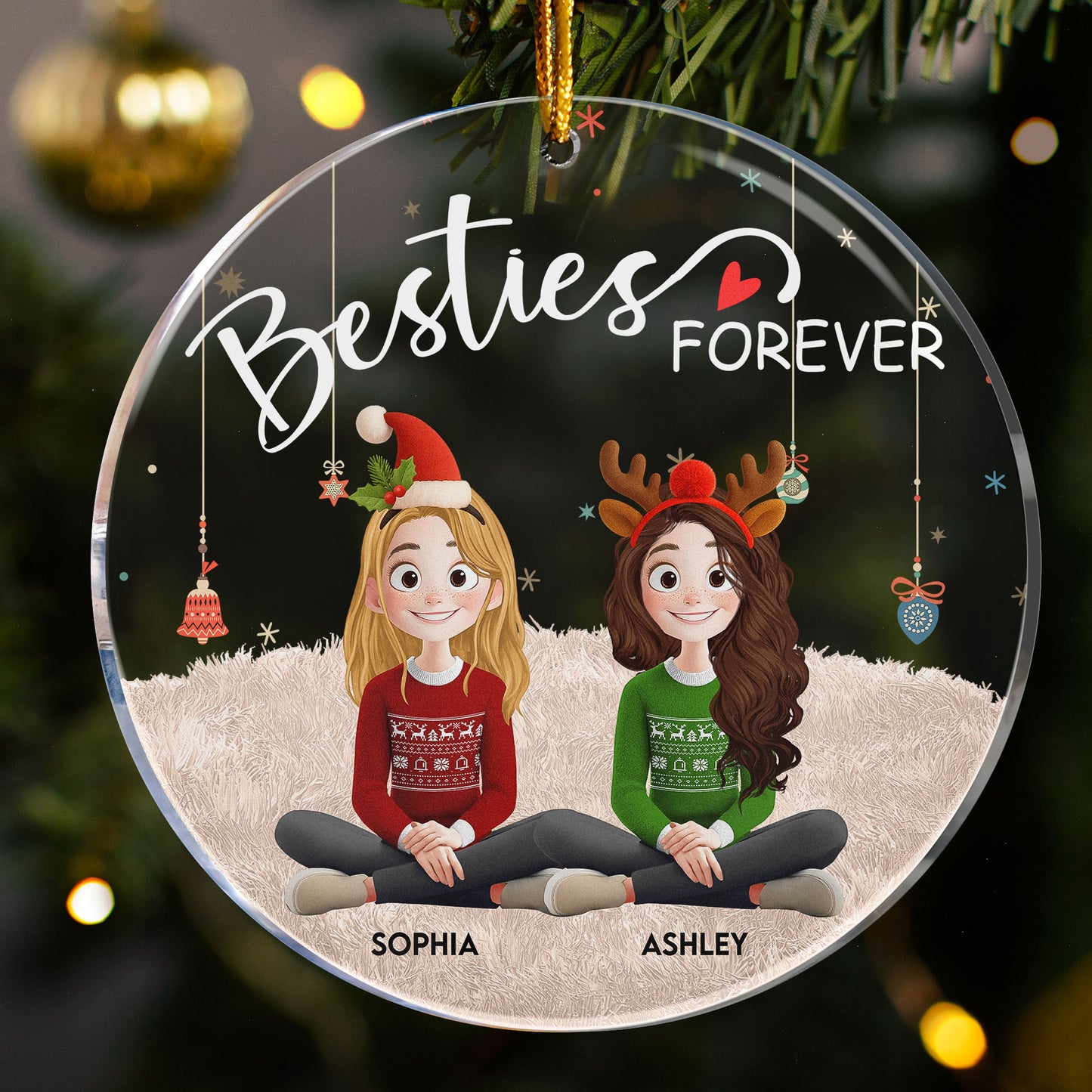 Besties Forever - 3D Style 2025 - Personalized Acrylic Ornament