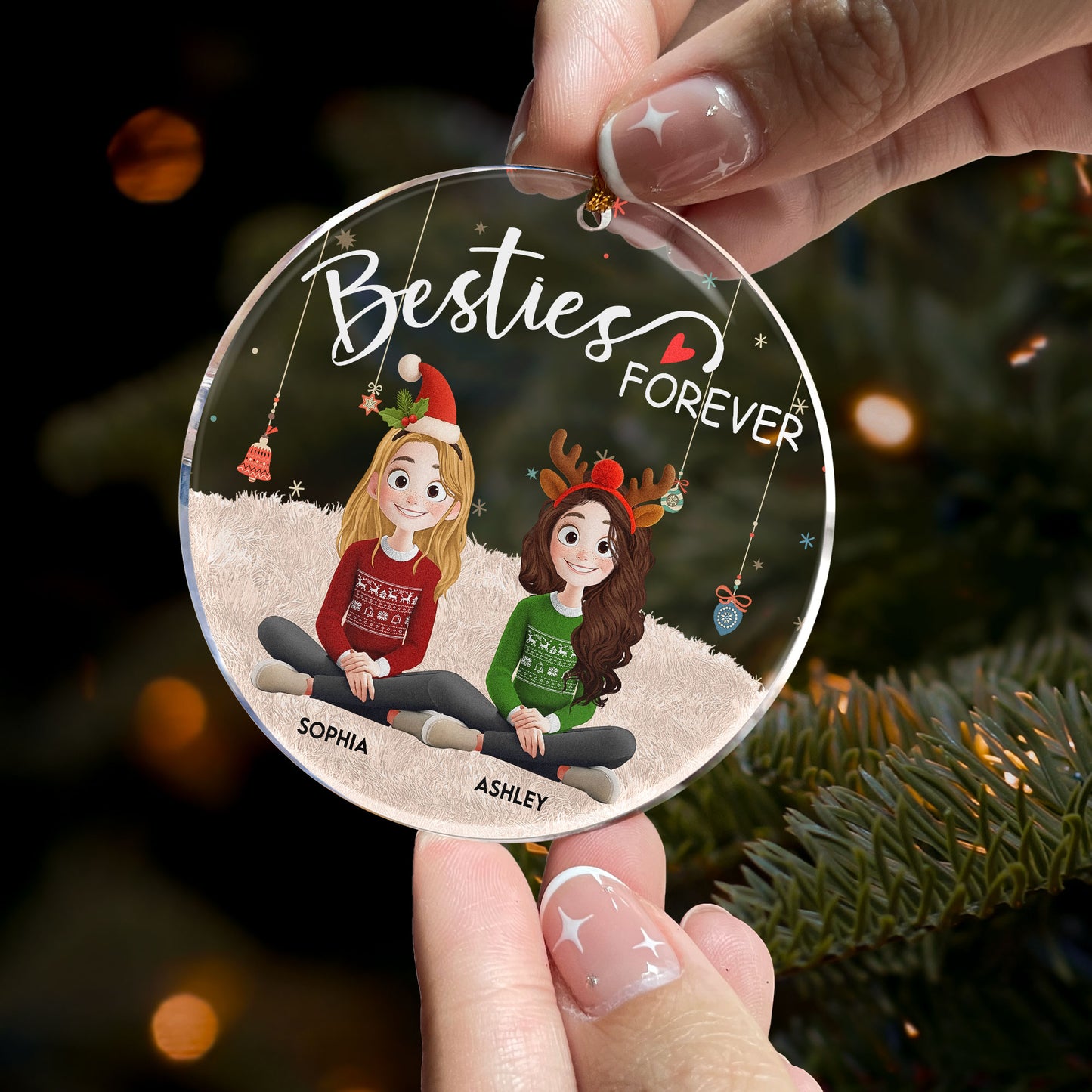 Besties Forever - 3D Style 2025 - Personalized Acrylic Ornament