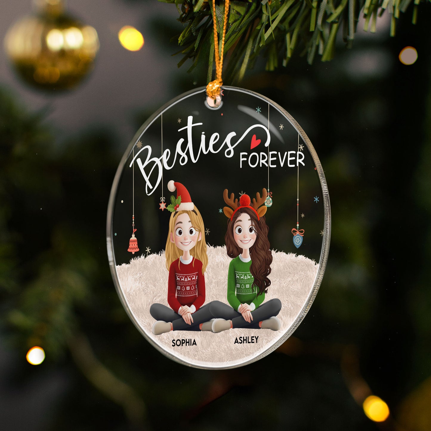 Besties Forever - 3D Style 2025 - Personalized Acrylic Ornament