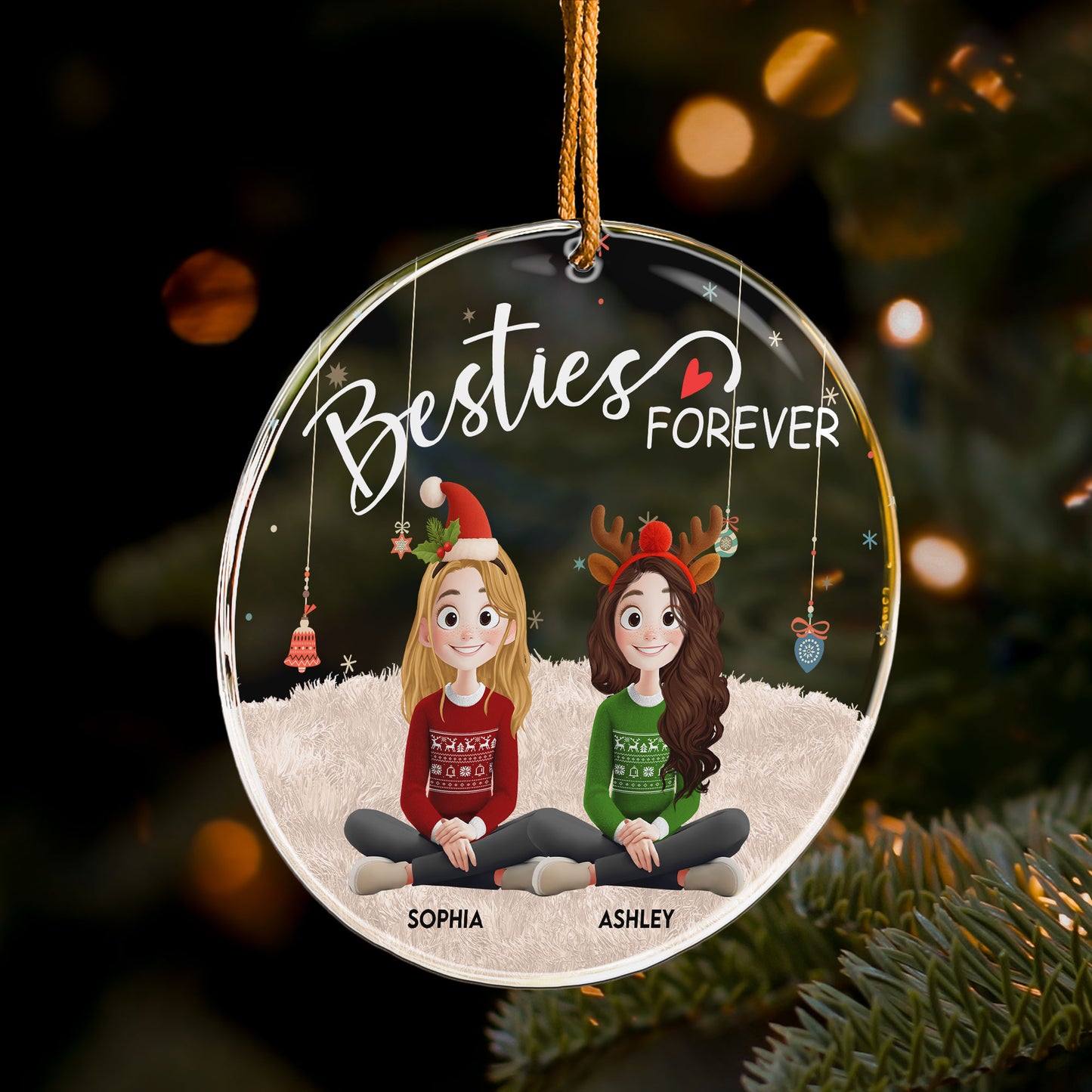 Besties Forever - 3D Style 2025 - Personalized Acrylic Ornament
