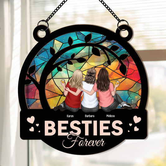 Besties Forever BFF Gift - Personalized Window Hanging Suncatcher Ornament
