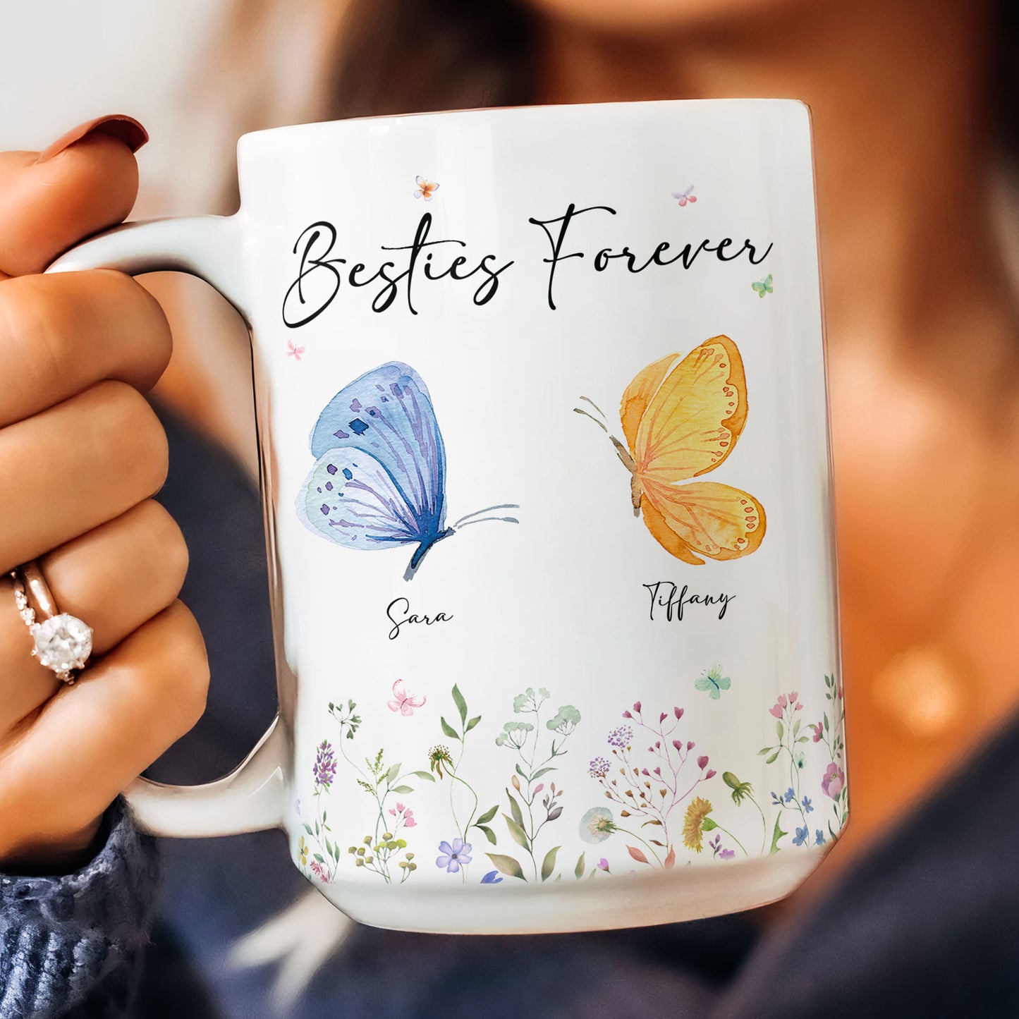 Besties Forever Butterfly Version - Personalized Mug