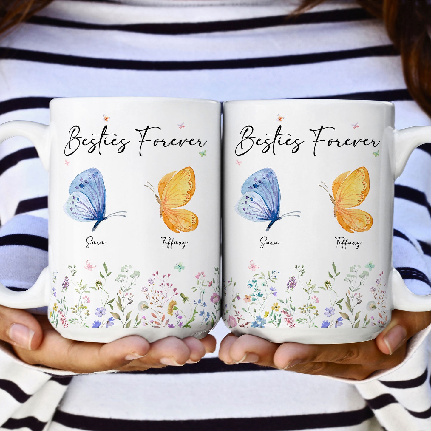 Besties Forever Butterfly Version - Personalized Mug