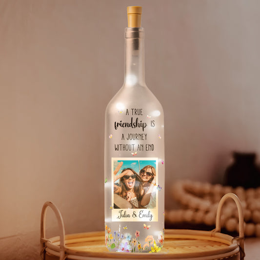 Besties Forever Floral - Thank You Gift For Friends - Personalized Photo Bottle Lamp