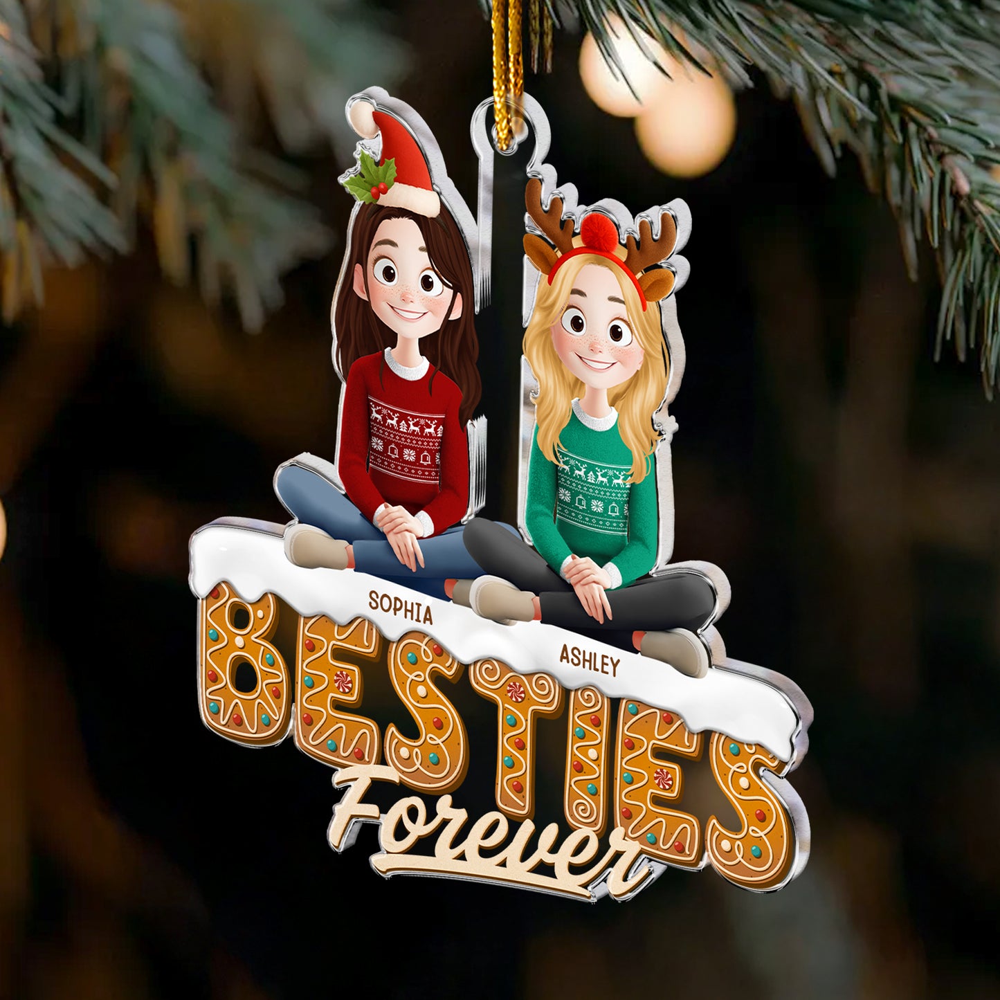 Besties Forever - New Version - Personalized Acrylic Ornament