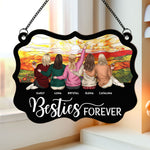 Besties Forever - New Version - Personalized Window Hanging Suncatcher Ornament