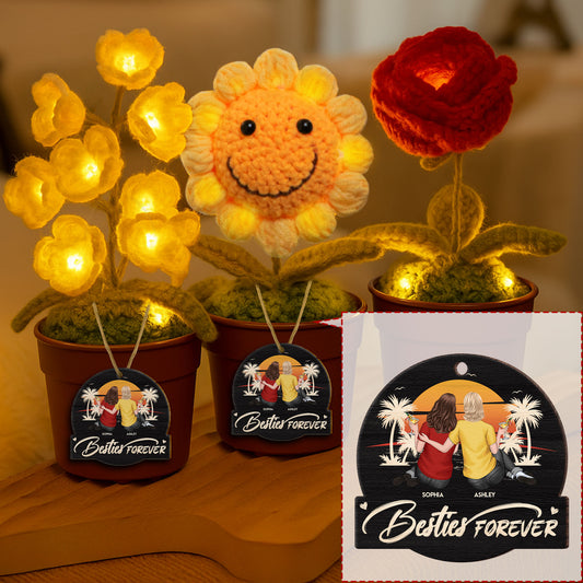 Besties Forever - Personalized Crochet Flower Lamp