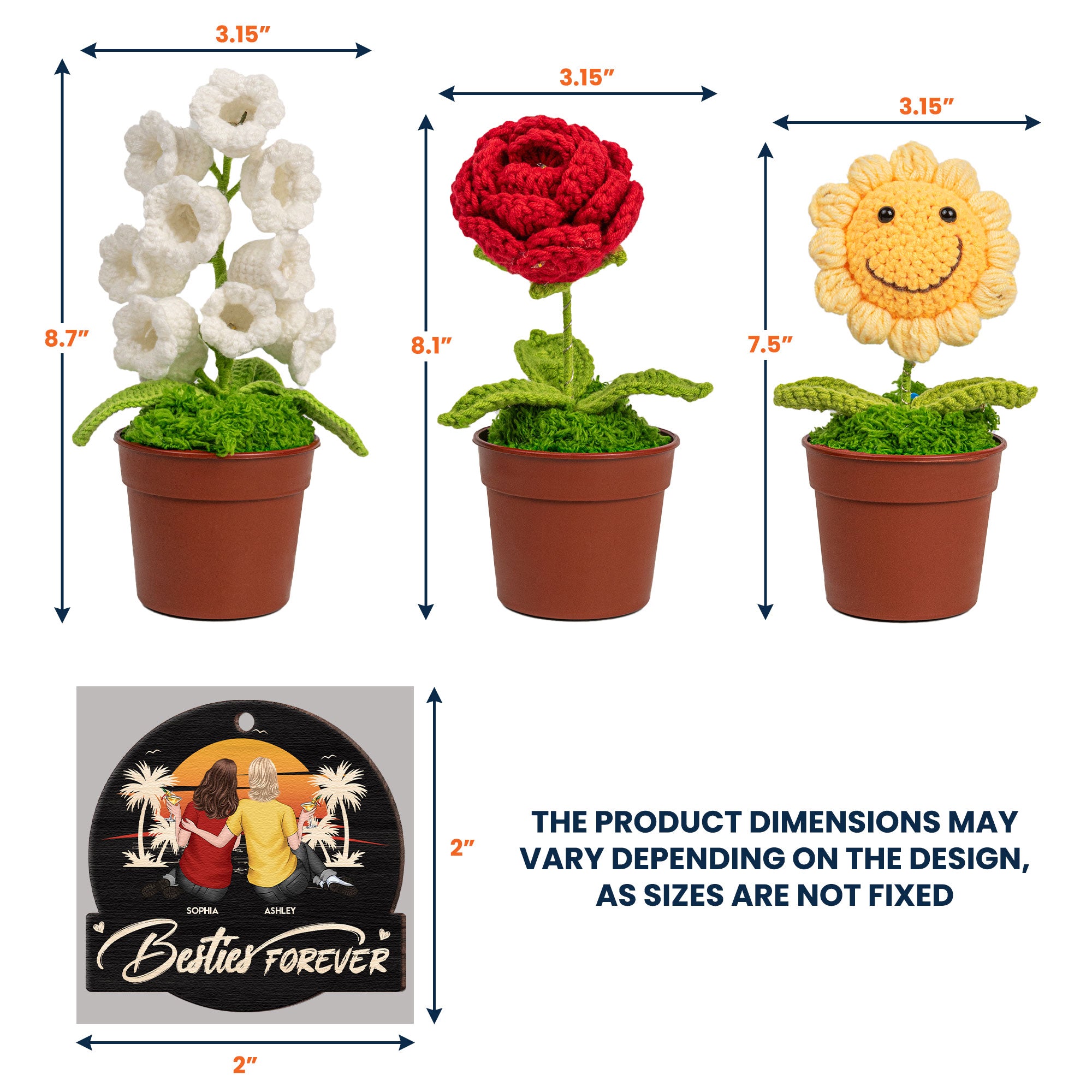 Besties Forever - Personalized Crochet Flower Lamp