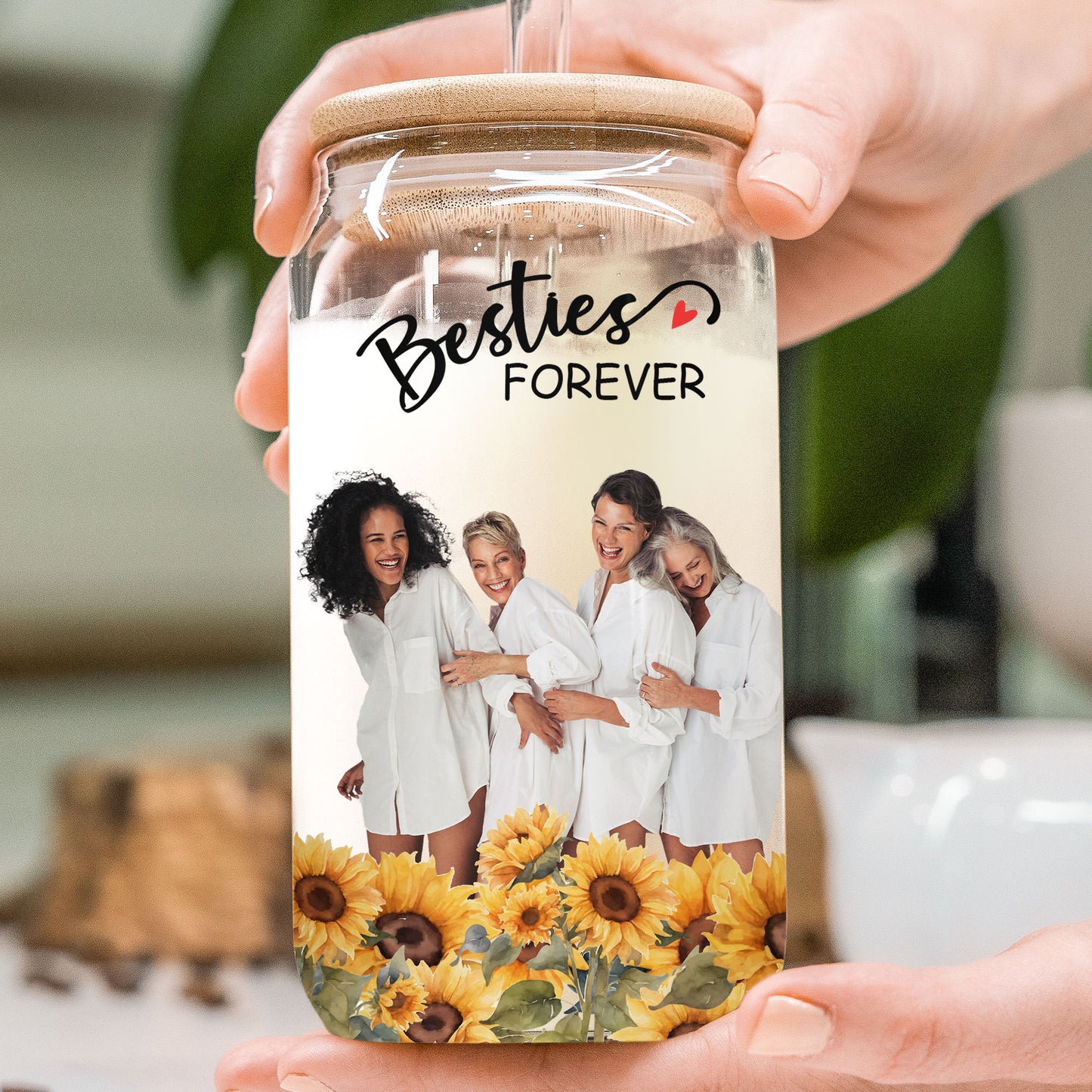 Besties Forever - Personalized Photo Clear Glass Cup