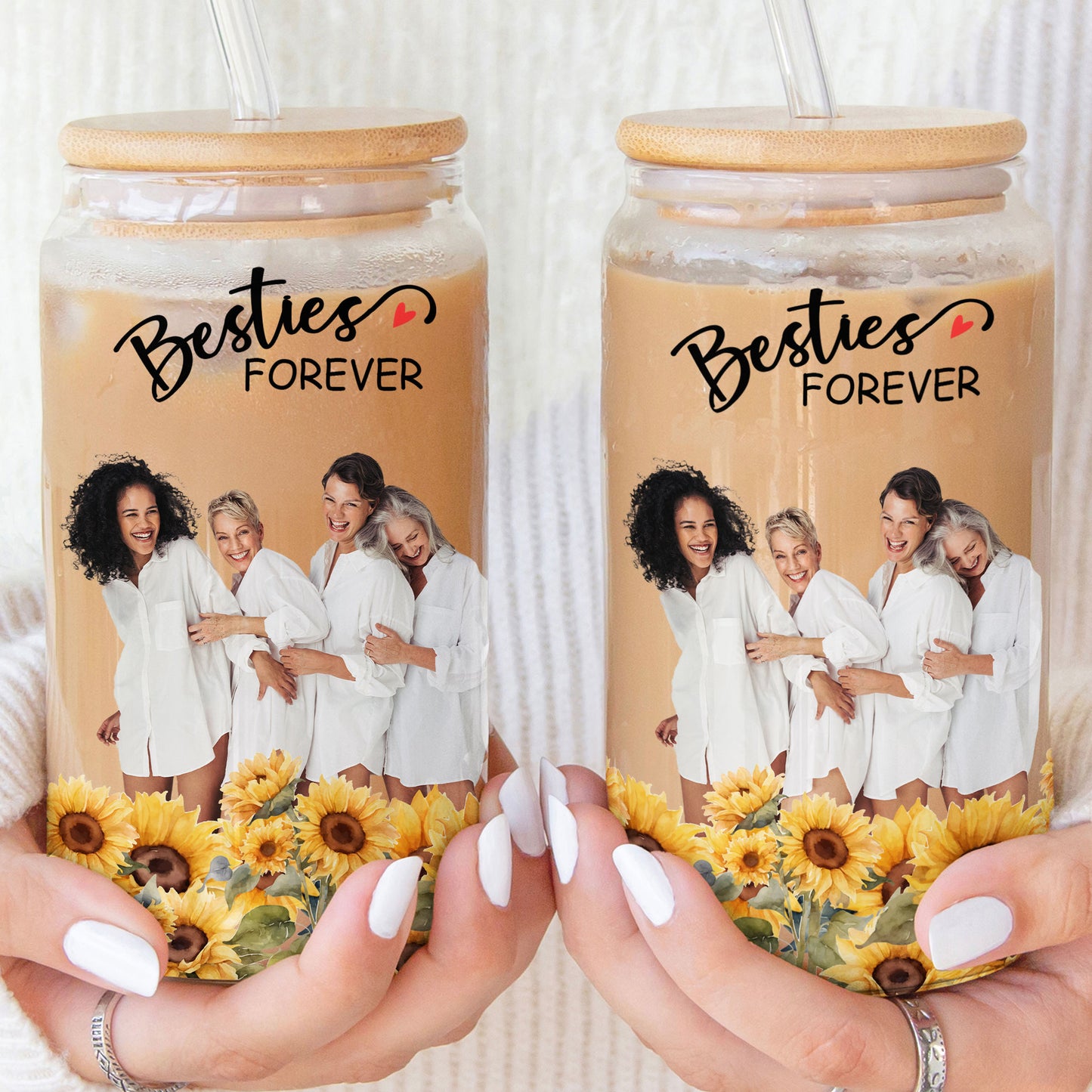 Besties Forever - Personalized Photo Clear Glass Cup