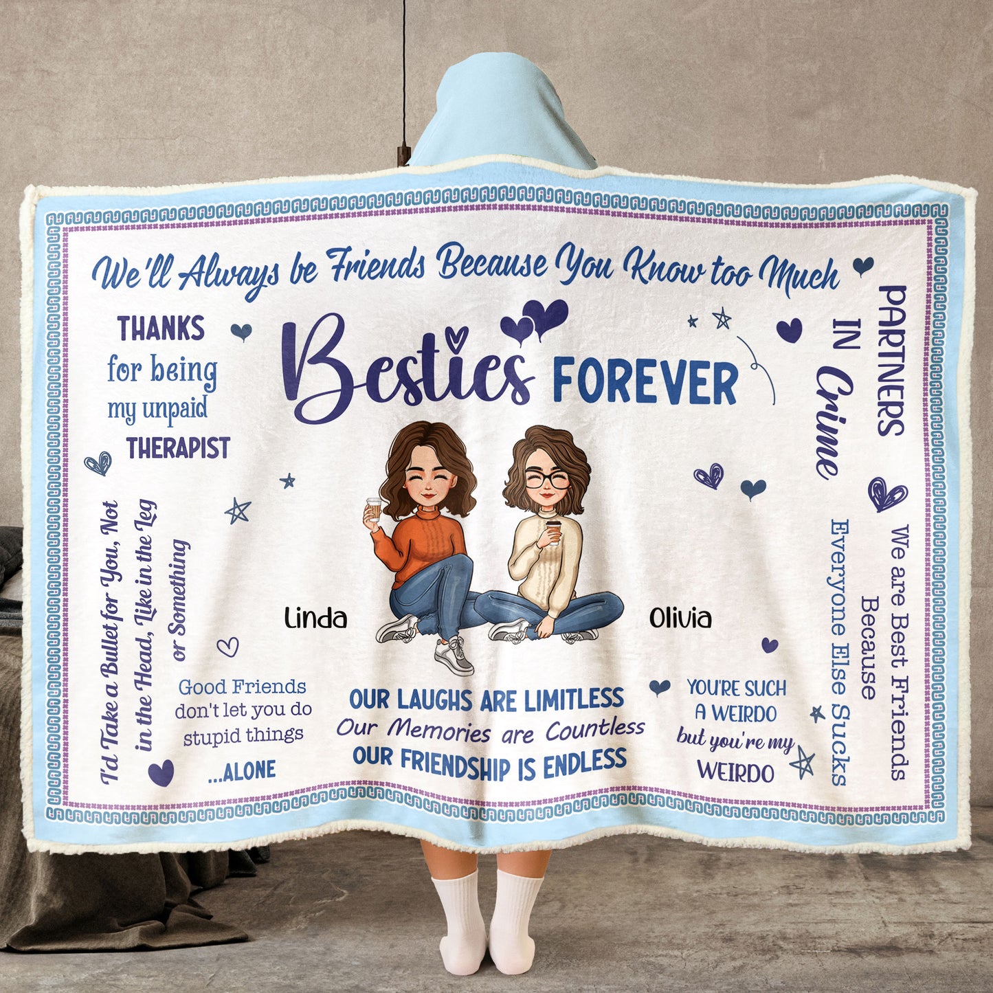 Besties Forever - Personalized Wearable Blanket Hoodie