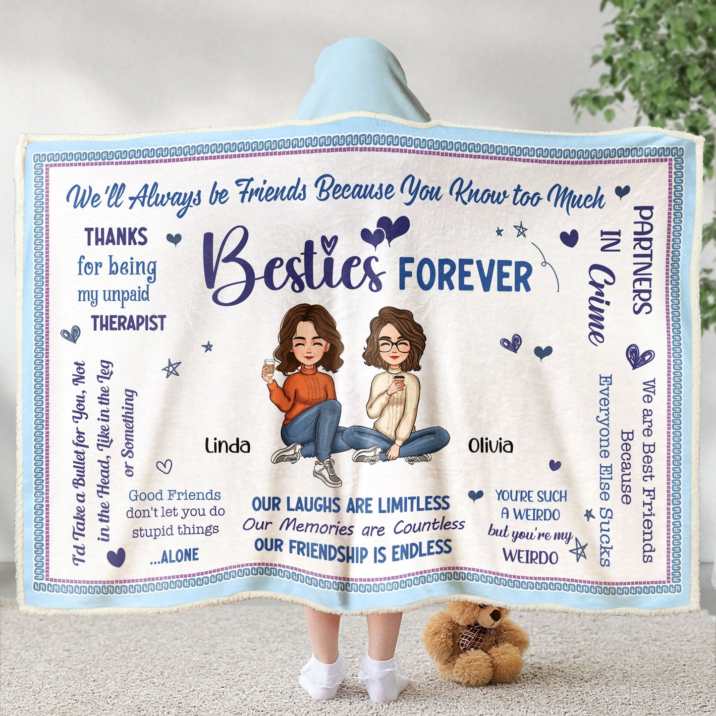 Besties Forever - Personalized Wearable Blanket Hoodie