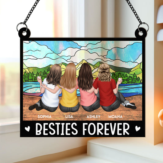 Besties Forever - Personalized Window Hanging Suncatcher Ornament