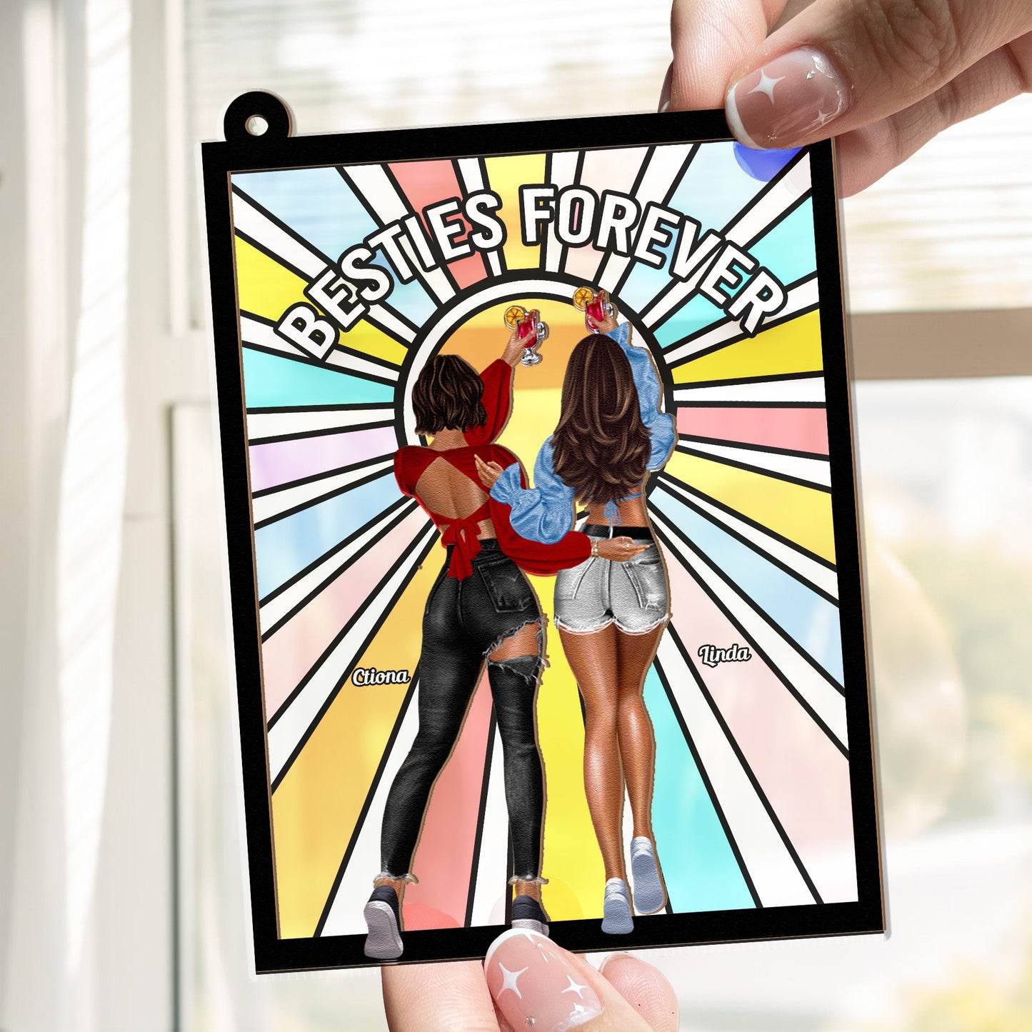 Besties Forever - Personalized Window Hanging Suncatcher Ornament