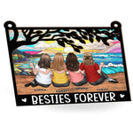 Besties Forever - Tree Version - Personalized Window Hanging Suncatcher Ornament
