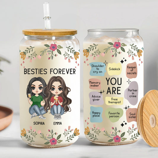 Besties Forever You Are Soul Sister Partner In Crime - Personalized Clear Glass Cup