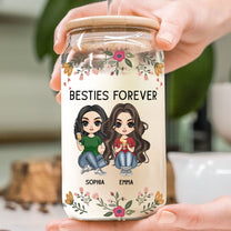 Besties Forever You Are Soul Sister Partner In Crime - Personalized Clear Glass Cup