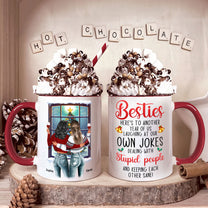 Besties Here's To Another Year Of Us - Personalized Accent Mug