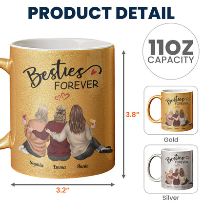 Besties I Laugh A Little Harder Cry A Little Less - Personalized Glitter Coffee Mug