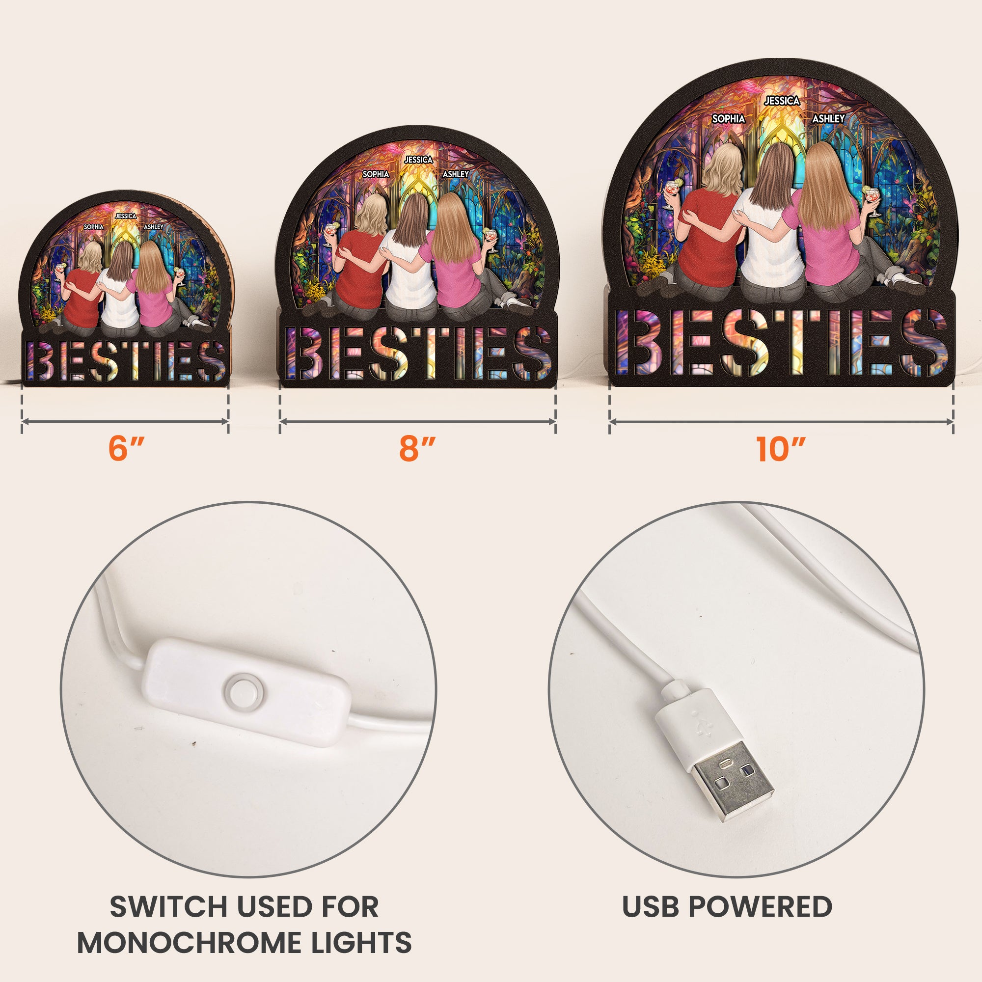 Besties - Personalized Lantern Night Light