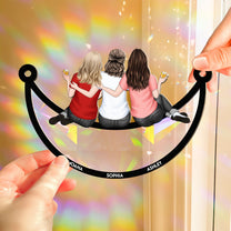 Besties Sitting On The Moon - Personalized Rainbow Suncatcher