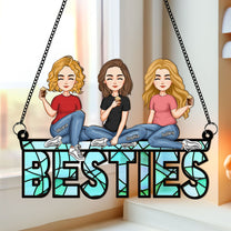 Besties Sitting Together - Personalized Window Hanging Suncatcher Ornament