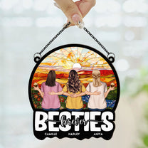 Besties Sitting Together Ver 2 - Personalized Window Hanging Suncatcher Ornament