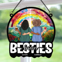 Besties Sitting Together Ver 2 - Personalized Window Hanging Suncatcher Ornament