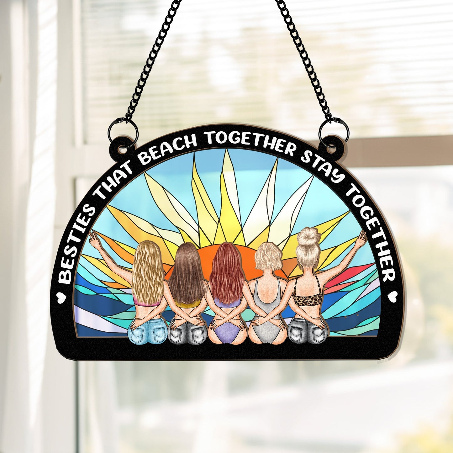 Besties That Beach Together - Personalized Window Hanging Suncatcher Ornament