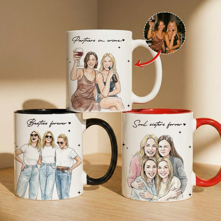 Besties-Forever-Custom-Photo-Watercolor-Art-Friendship-Gift-For-BFF-Soul-Sisters-Personalized-Mug-1