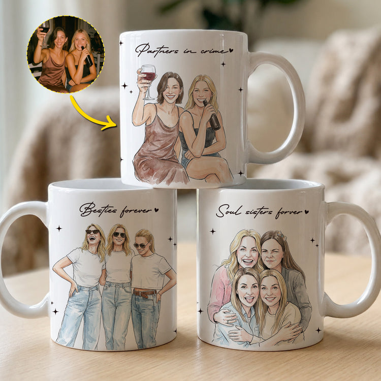 Besties-Forever-Custom-Photo-Watercolor-Art-Friendship-Gift-For-BFF-Soul-Sisters-Personalized-Mug-2