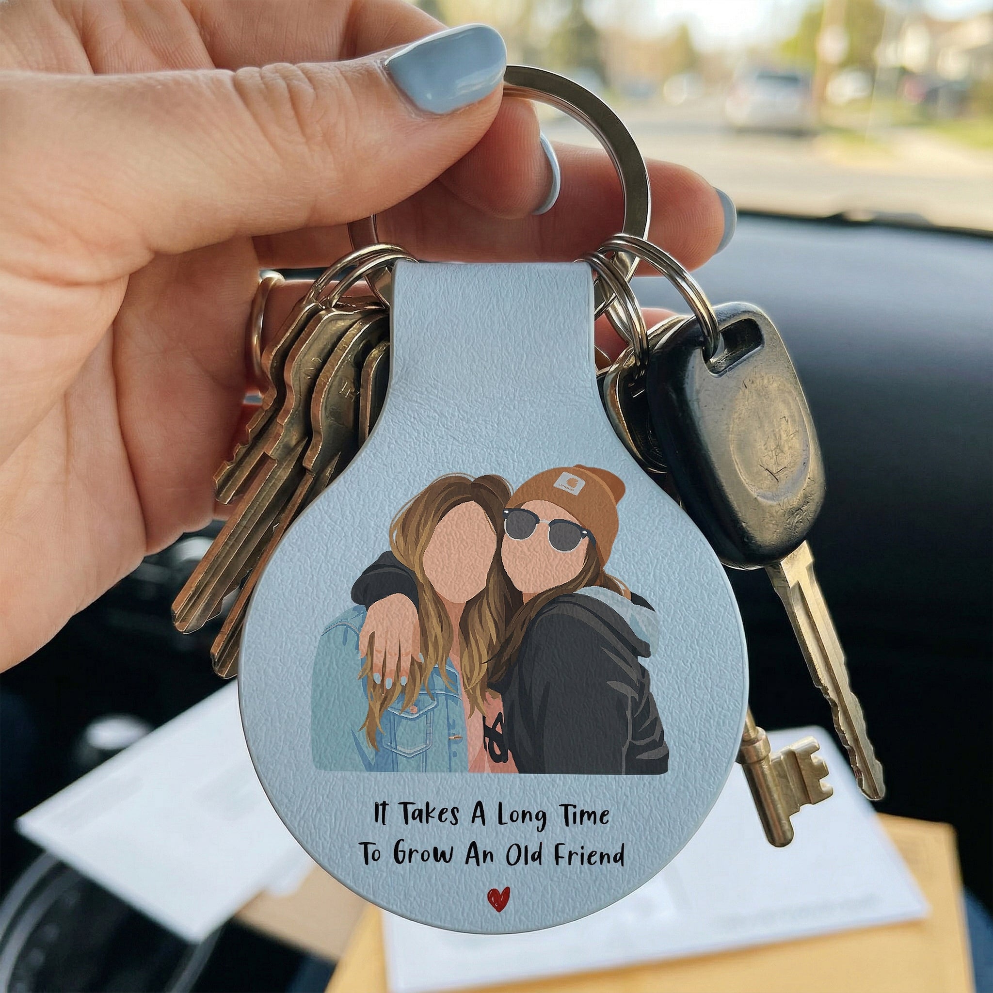 Besties-Forever-Turn-Your-Photo-Into-Faceless-Art-Style-Personalized-Keychain-2