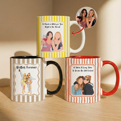 Besties Forever Turn Your Photo Into Faceless Art Style - Personalized Mug