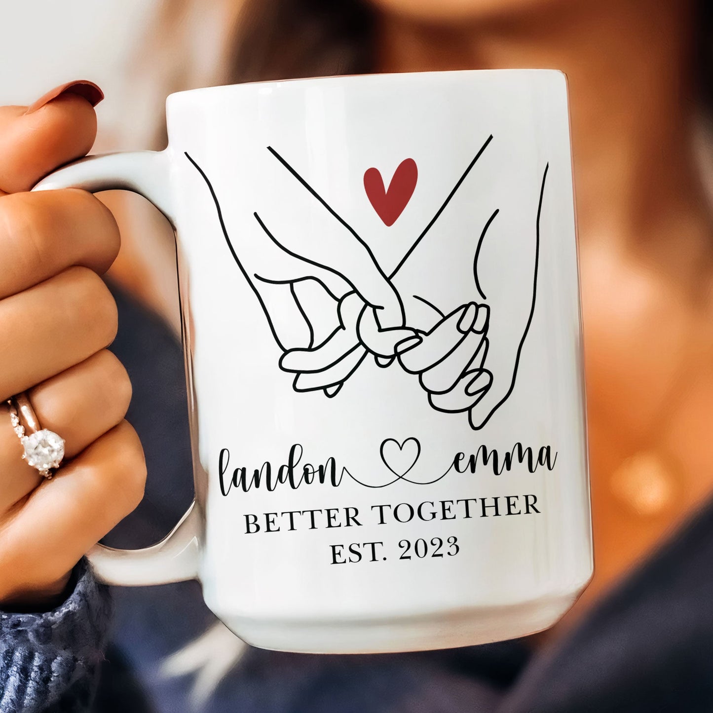 Better Together Holding Hand Couples Anniversay - Personalized Mug