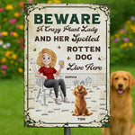 Beware A Crazy Plant Lady - Personalized Metal Sign