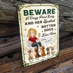 Beware A Crazy Plant Lady - Personalized Metal Sign