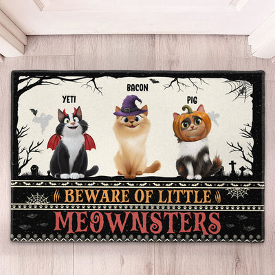 Beware Of Little Meownsters Custom Pets New Version - Personalized Doormat