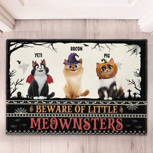 Beware Of Little Meownsters Custom Pets New Version - Personalized Doormat
