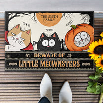 Beware Of Little Meownsters Funny Cat - Personalized Doormat