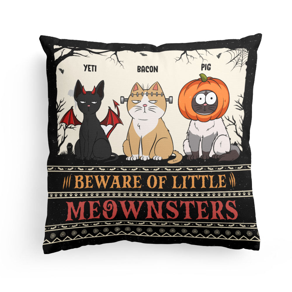 Beware Of Little Meownsters New Version - Personalized Pillow (Insert Included)