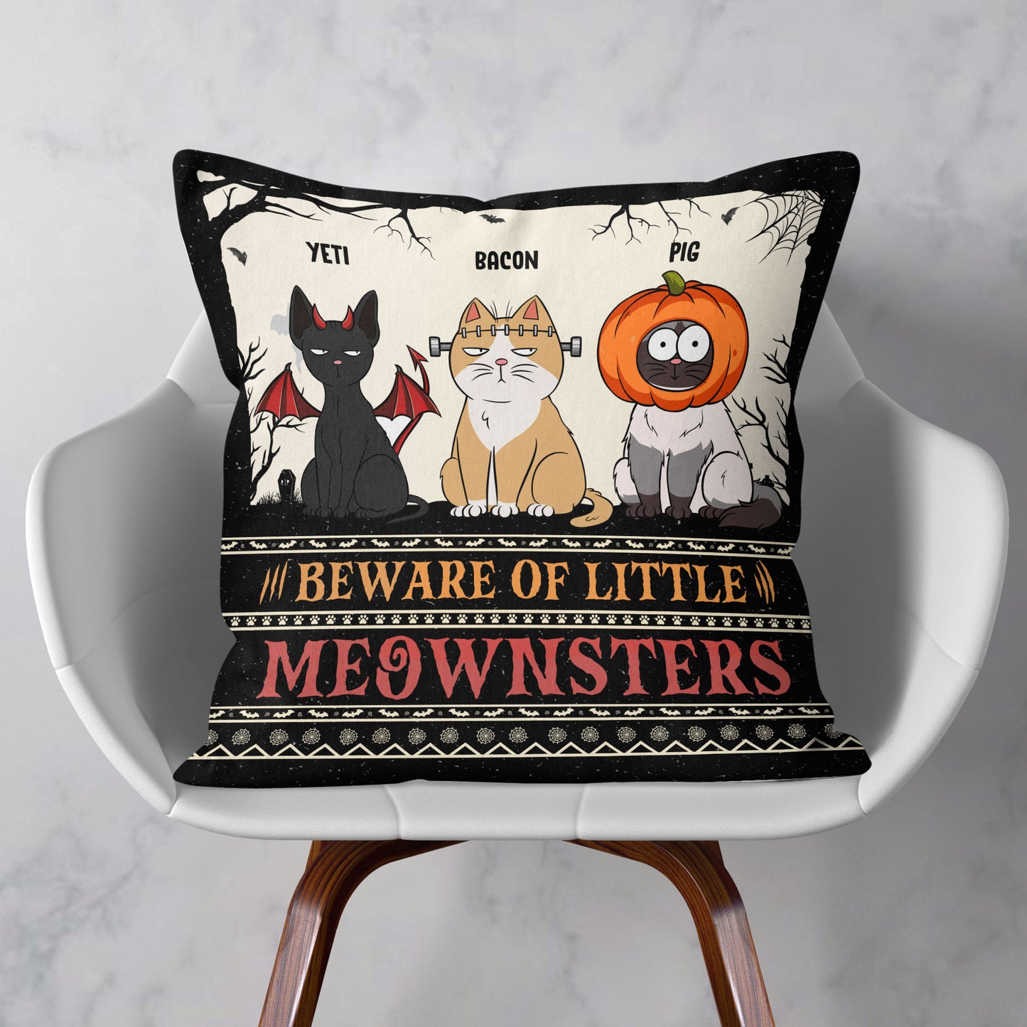 Beware Of Little Meownsters New Version - Personalized Pillow (Insert Included)