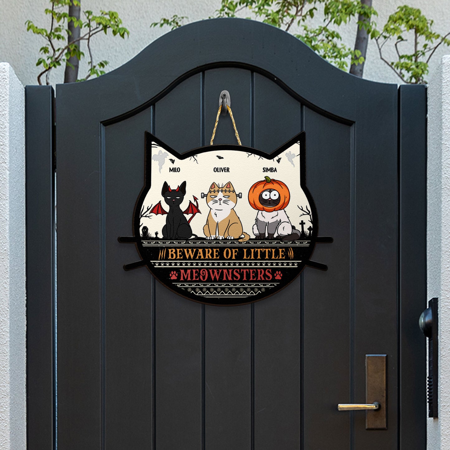 Beware Of Little Meownsters - Personalized Custom Shaped Wood Sign