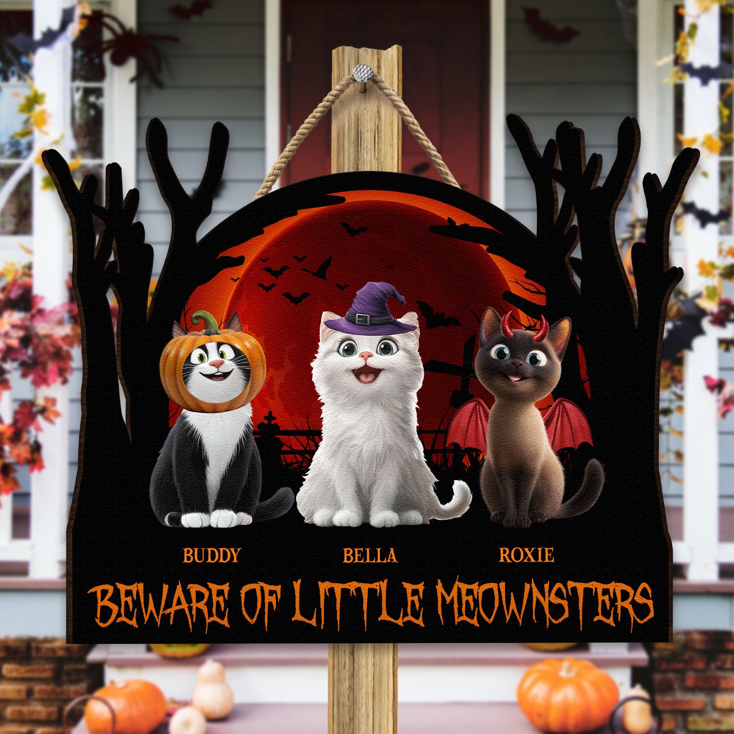 Beware Of Little Meownsters - Personalized Wood Sign