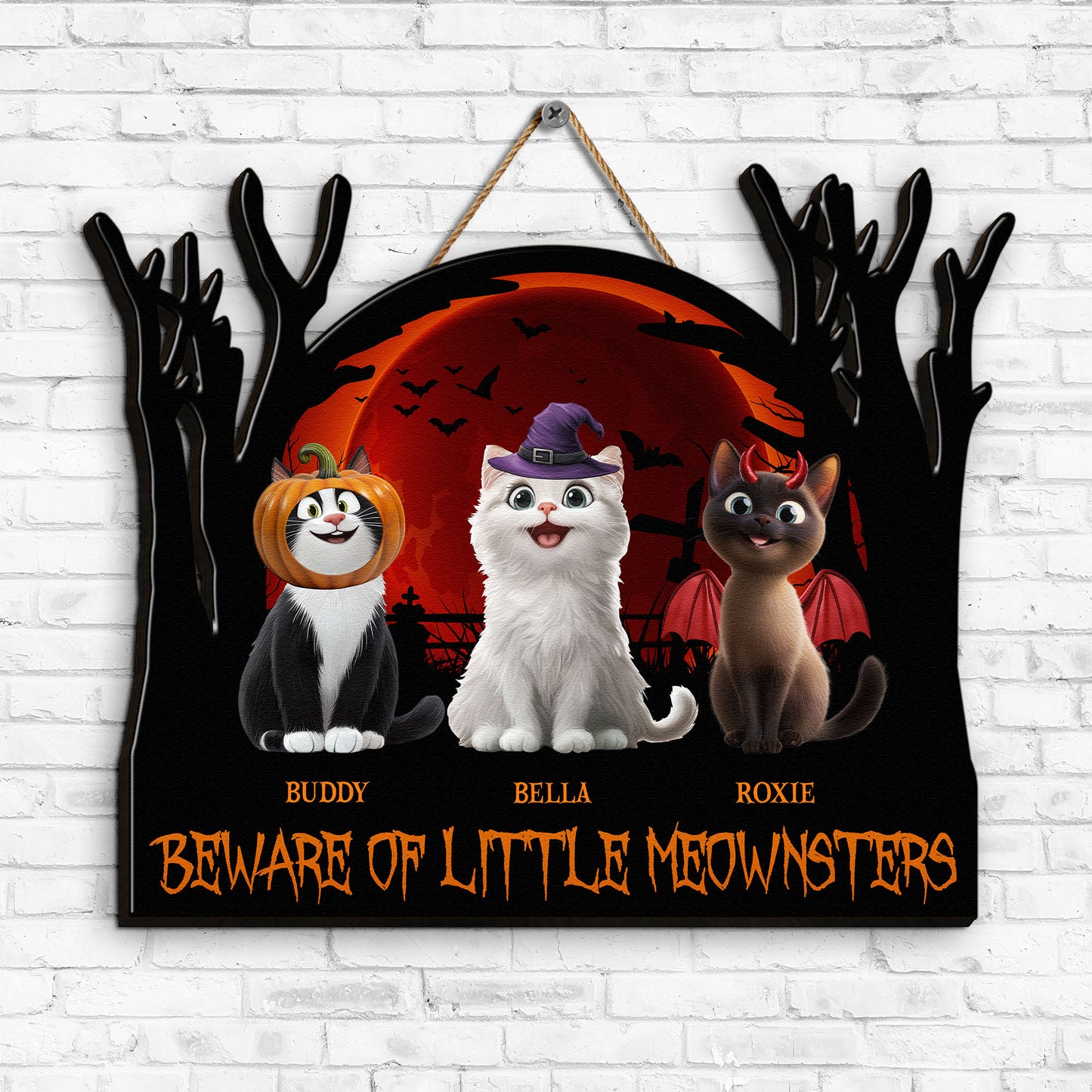Beware Of Little Meownsters - Personalized Wood Sign
