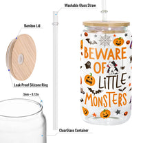 Beware Of Little Monsters Halloween Pet - Personalized Clear Glass Cup